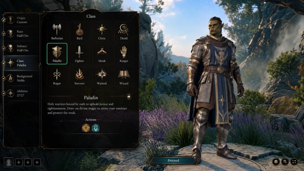 Выбор класса при создании нового персонажа в Baldur's Gate 3