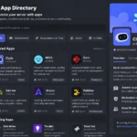 Каталог приложений Discord с открытой страницей бота и кнопкой добавления.