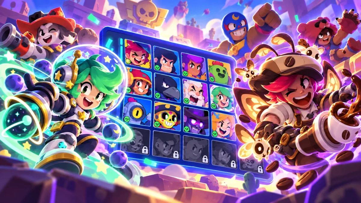 Коллекция бойцов Brawl Stars с персонажами разных классов