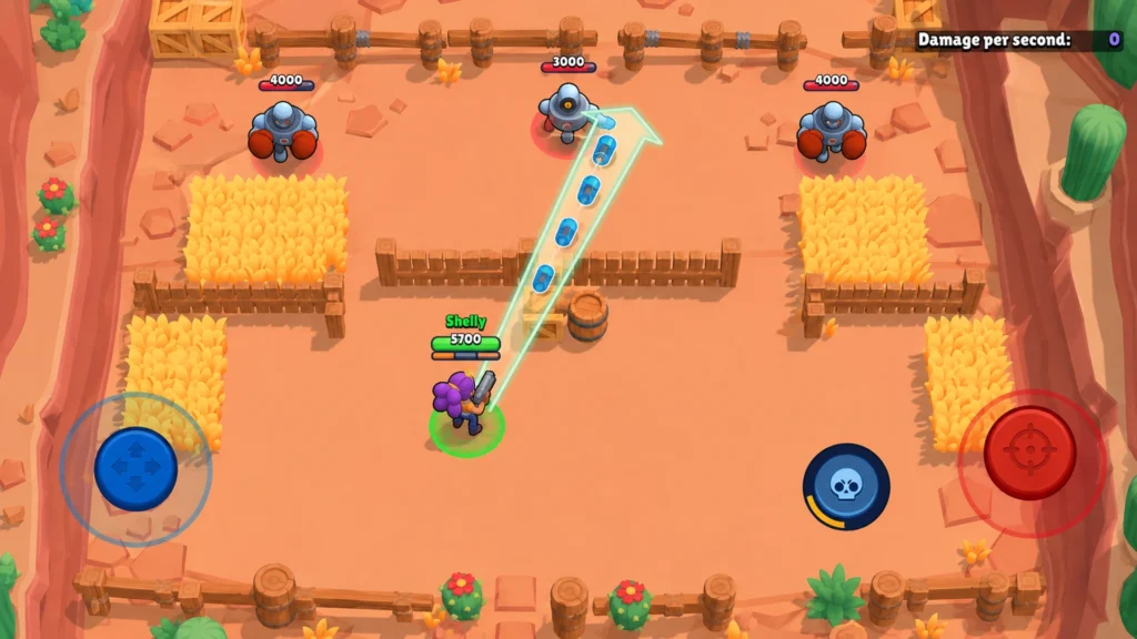 Прицеливание основной атакой бойца в Brawl Stars