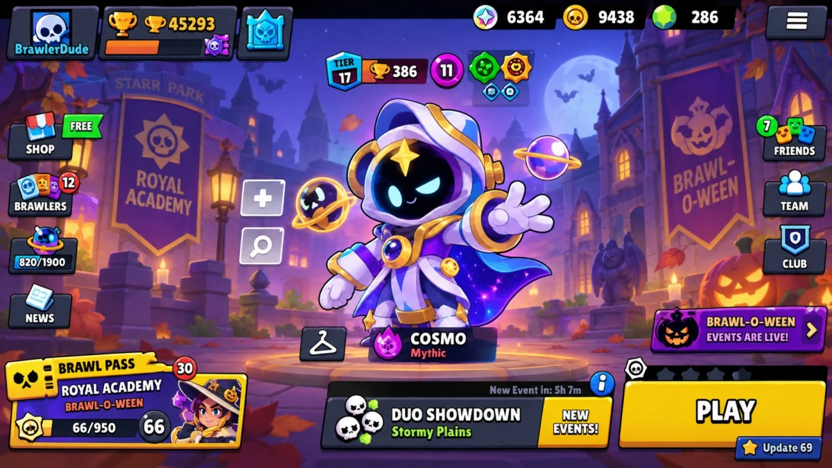 Главный экран последней версии Brawl Stars Update 69