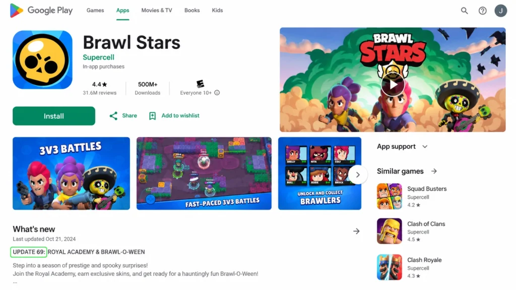 Update 69 Brawl Stars в Google Play