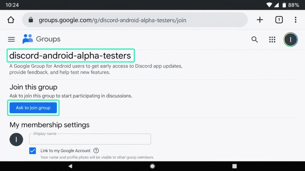 Вступление в программу Discord Alpha для Android через официальную тестовую группу