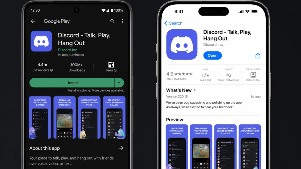 Официальное приложение Discord от Discord Inc. в Google Play и App Store.