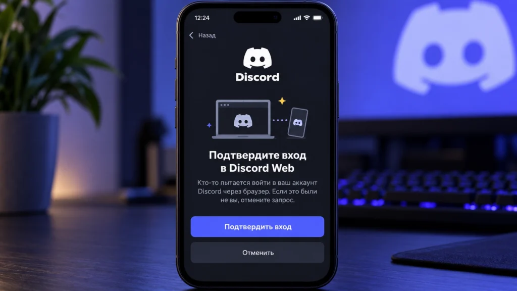 Подтверждение входа в Discord Web через мобильное приложение