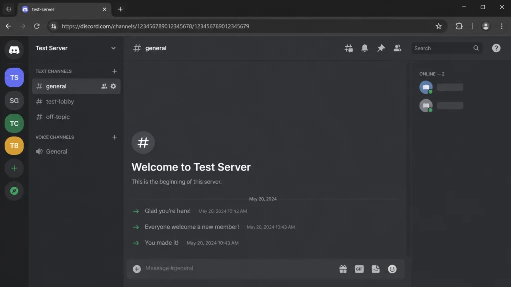 Работающий веб-клиент Discord в браузере после запуска стратегии Zapret.