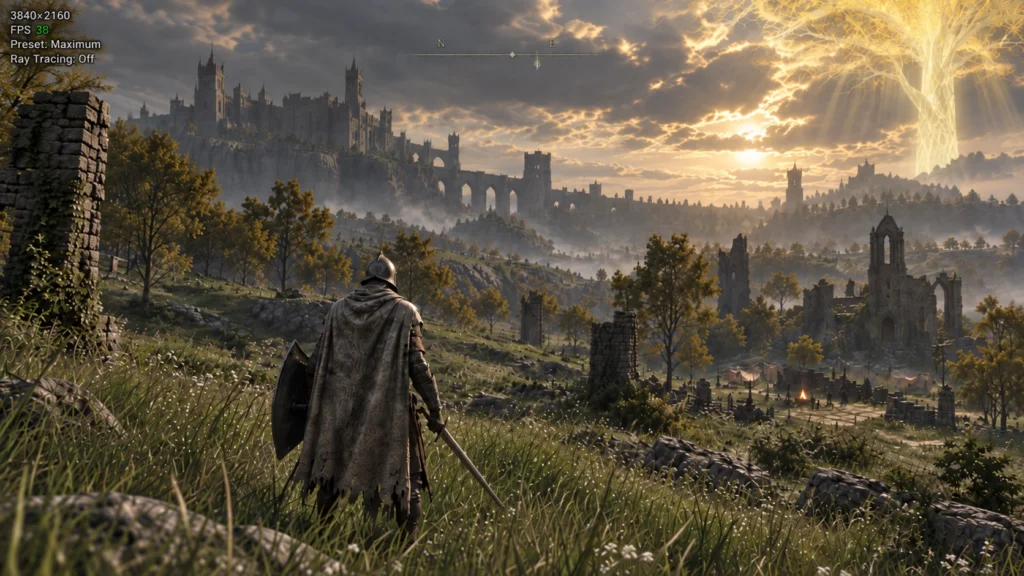 Elden Ring в 3840×2160 на пресете Maximum со счётчиком FPS