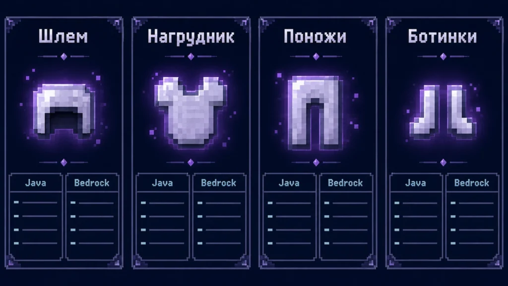 Лучшие зачарования для полного комплекта брони Minecraft