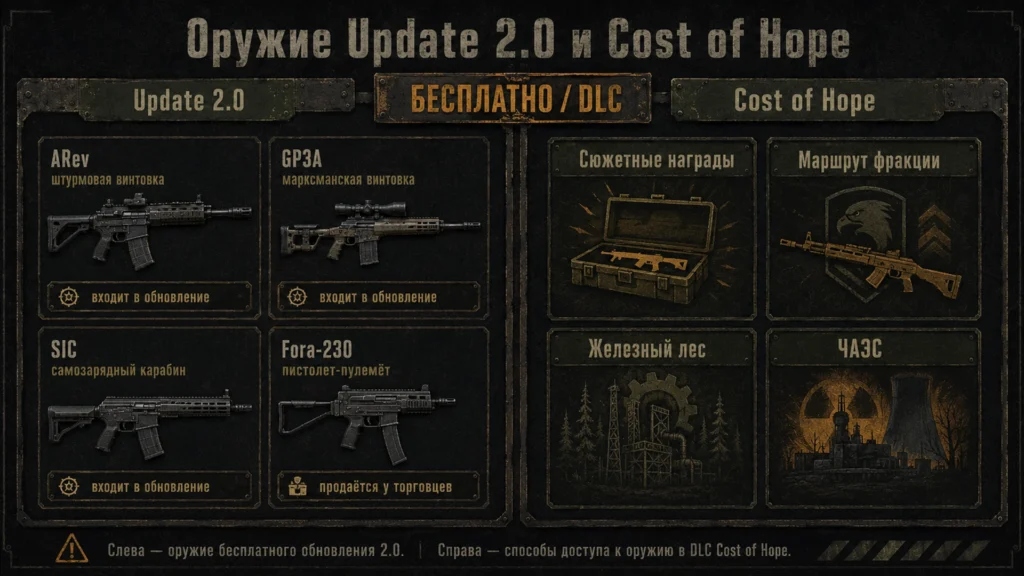 Оружие бесплатного Update 2.0 и дополнения Cost of Hope