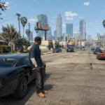 свободная поездка по Лос-Сантосу в сюжетном режиме GTA 5.