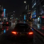 GTA V Enhanced на PC с трассировкой лучей в ночном Лос-Сантосе.