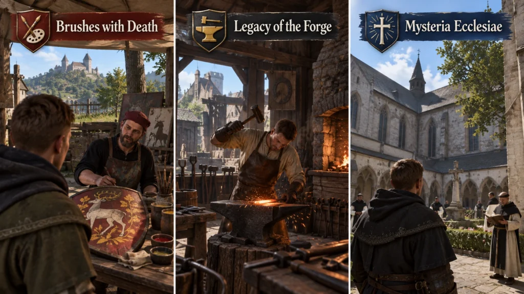 ранние сцены из Brushes with Death, Legacy of the Forge и Mysteria Ecclesiae