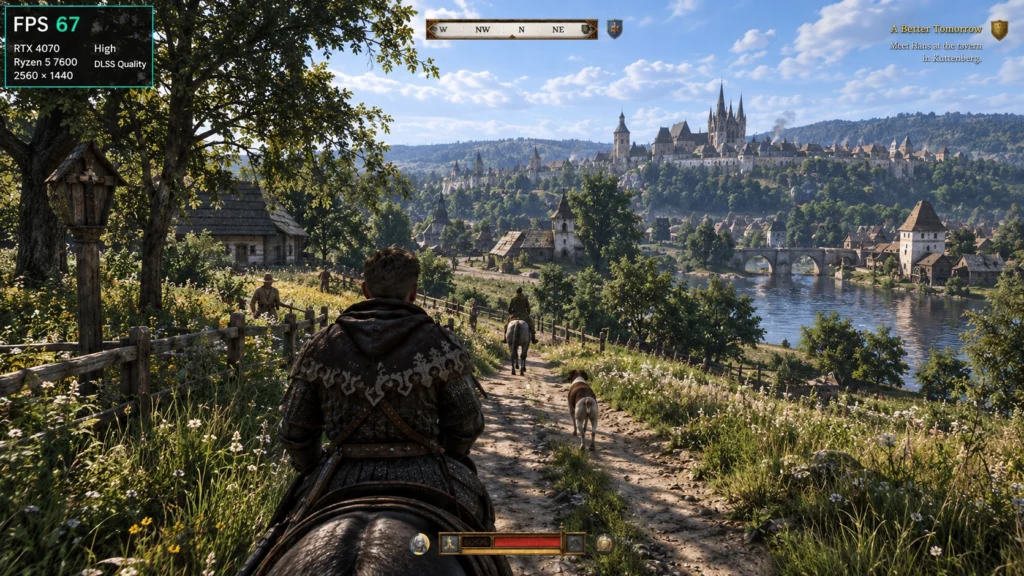 Kingdom Come Deliverance II в 1440p High со штатным счётчиком FPS