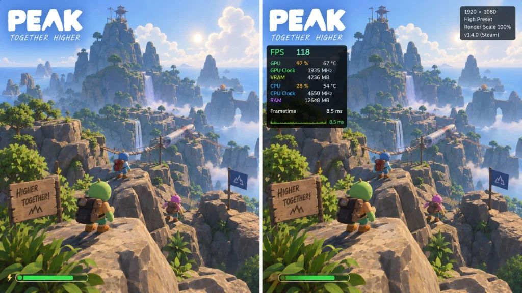 Настройки FPS и Render Scale в PEAK
