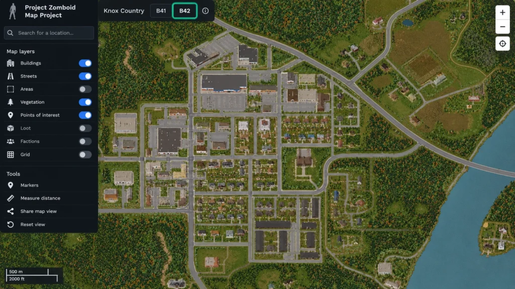 Поиск района и пользовательская метка на карте Project Zomboid