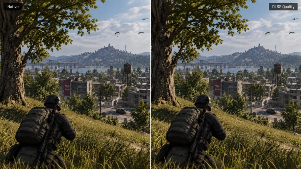 Сравнение нативного рендера и апскейлинга PUBG