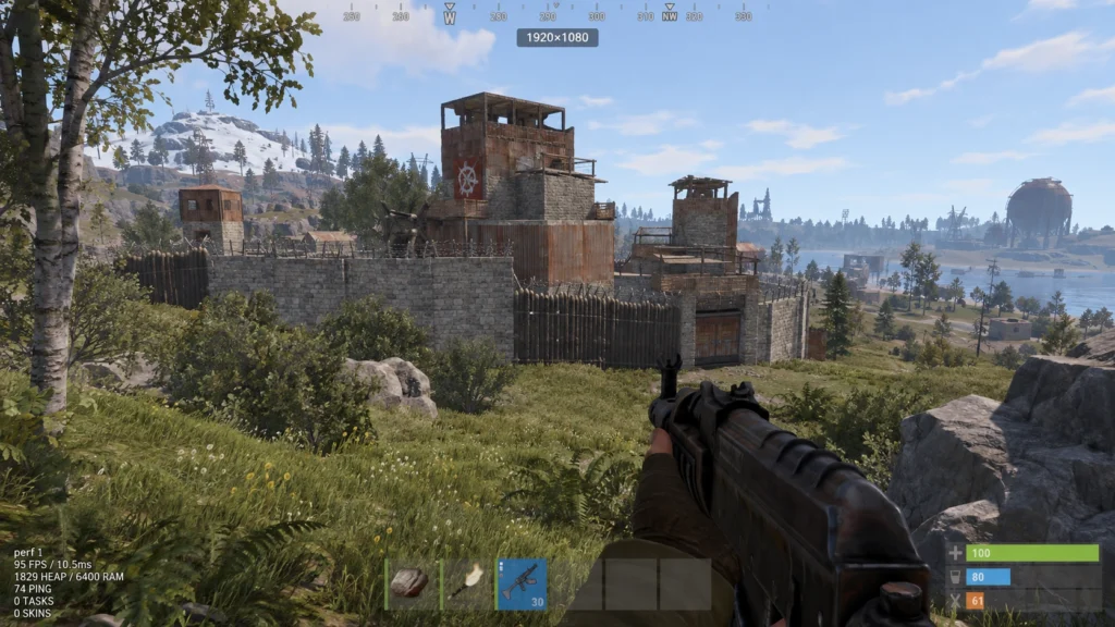 FPS Rust в разрешении 1920×1080 на одинаковых настройках