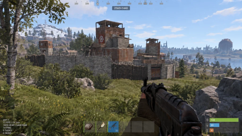 FPS Rust в разрешении 2560×1440 на одинаковых настройках