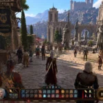 Baldur's Gate 3 на ПК в насыщенной городской сцене