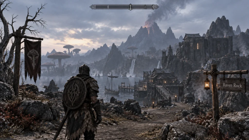 персонаж исследует остров Solstheim в Skyrim Dragonborn