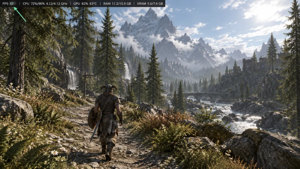 Steam Performance Overlay показывает FPS в Skyrim Special Edition