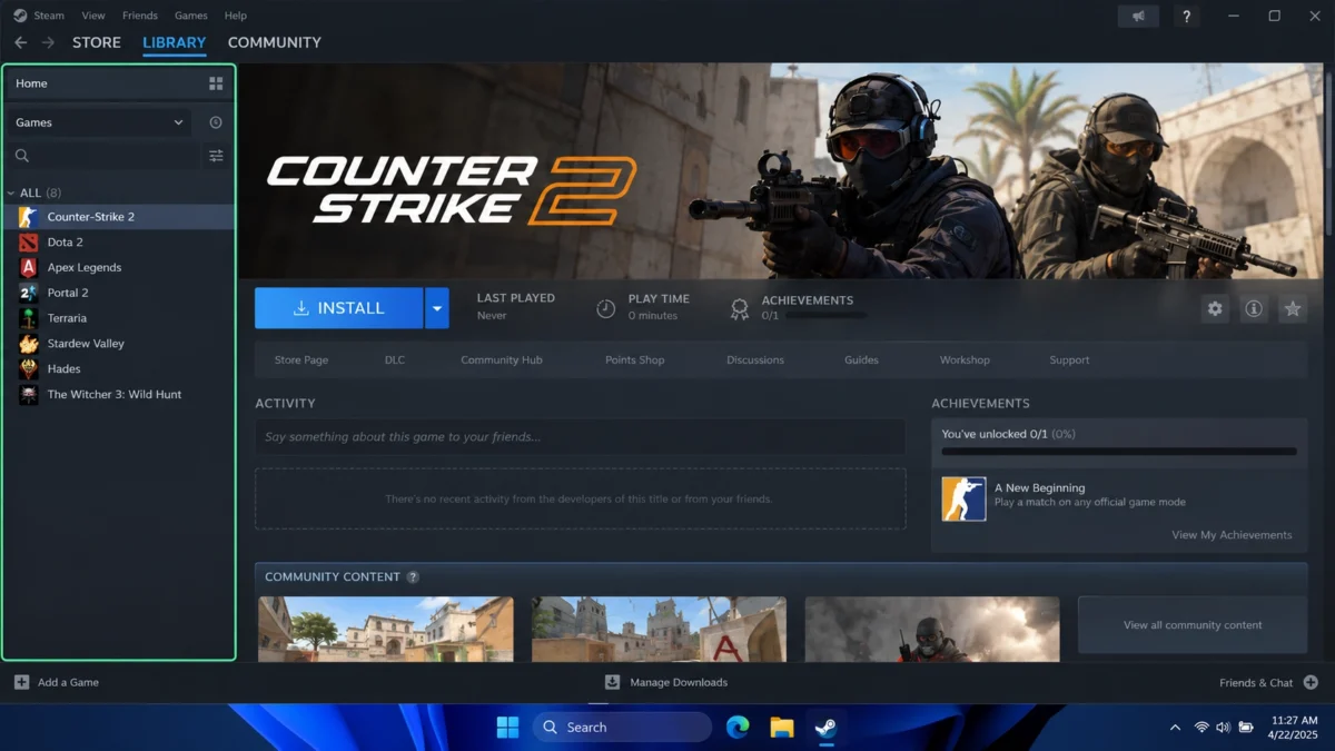 Steam на ПК с открытой библиотекой игр