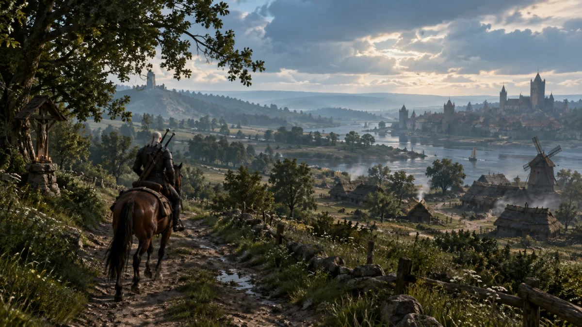 Геральт в открытом мире The Witcher 3 на ПК