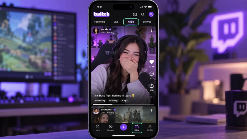 Лента Clips Feed в мобильном приложении Twitch