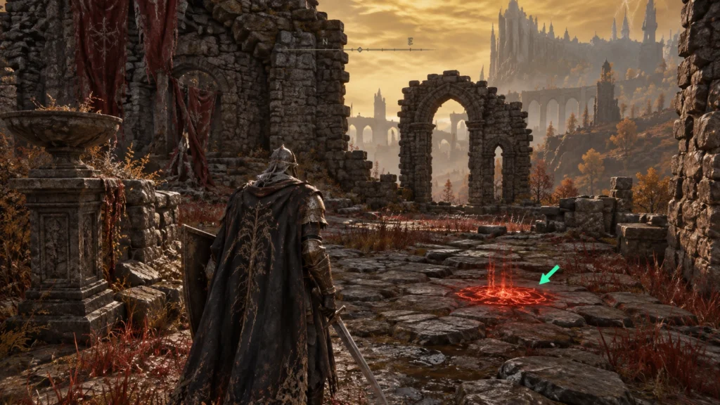 Красный знак вторжения Magnus the Beast Claw в Writheblood Ruins в Elden Ring