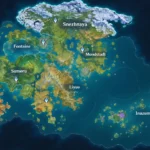 Карта мира Genshin Impact с регионами Тейвата