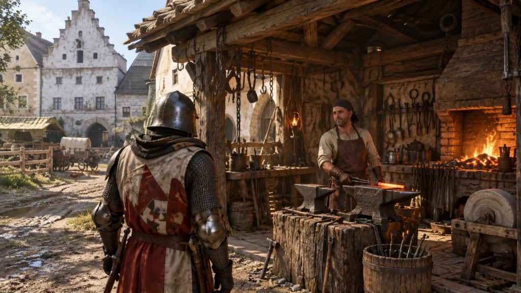 Кузнец Радован у кузницы в Тахове в Kingdom Come Deliverance 2