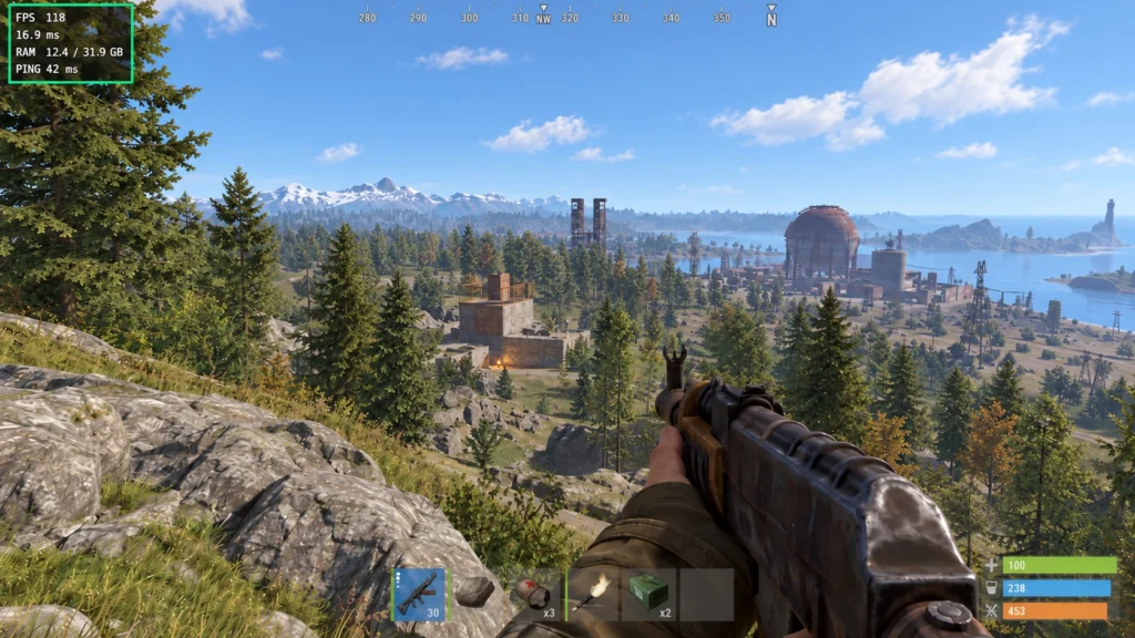 Показатели FPS в Rust после оптимизации графики на той же самой сцене