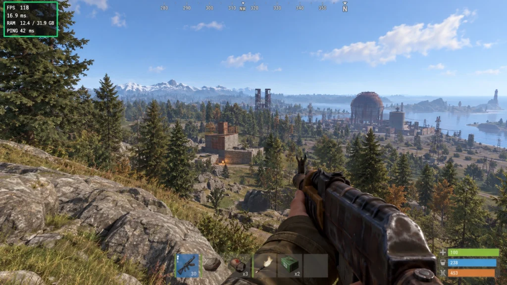 Счётчик FPS, frame time, RAM и ping в Rust через команду perf