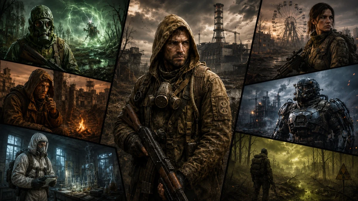 Серия игр S.T.A.L.K.E.R. — коллаж сталкеров, аномалий и мрачной Зоны