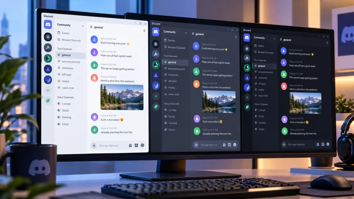 Темы Discord со светлым и тёмными вариантами оформления интерфейса.