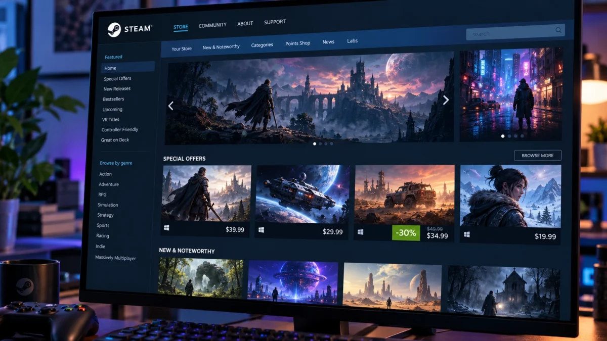 Цены и скидки на игры в магазине Steam.