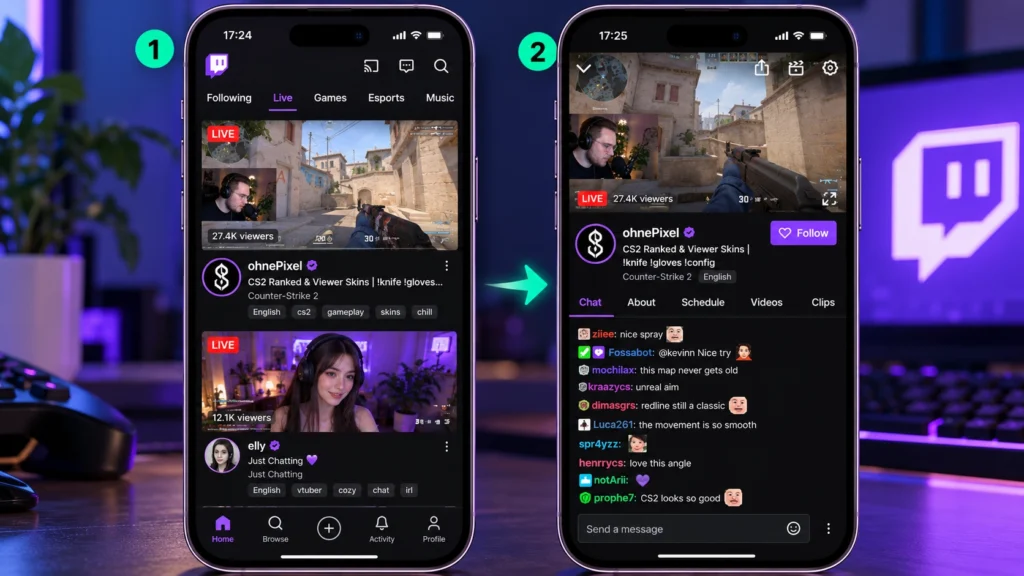 Как открыть стрим Twitch в мобильном приложении