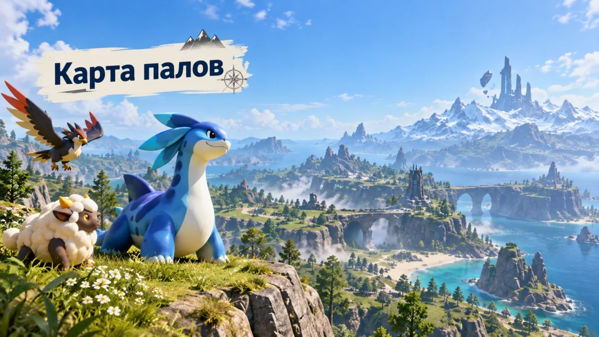 Карта палов в Palworld и места их обитания.