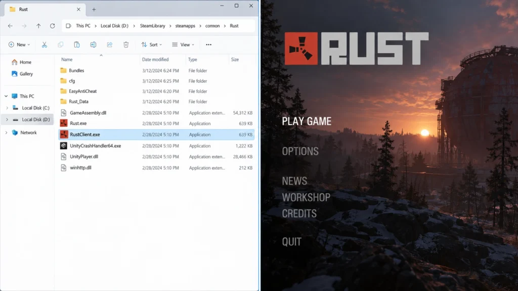 Диагностический запуск RustClient.exe без Easy Anti-Cheat
