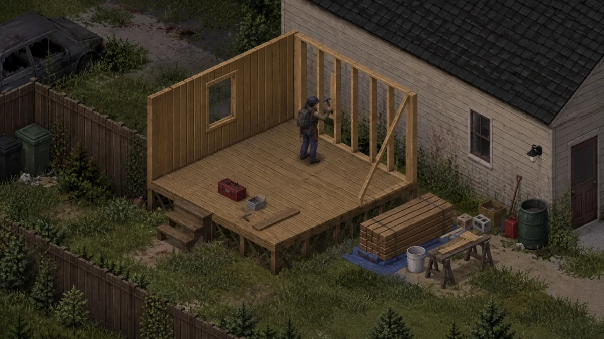 Строительство деревянной базы в Project Zomboid