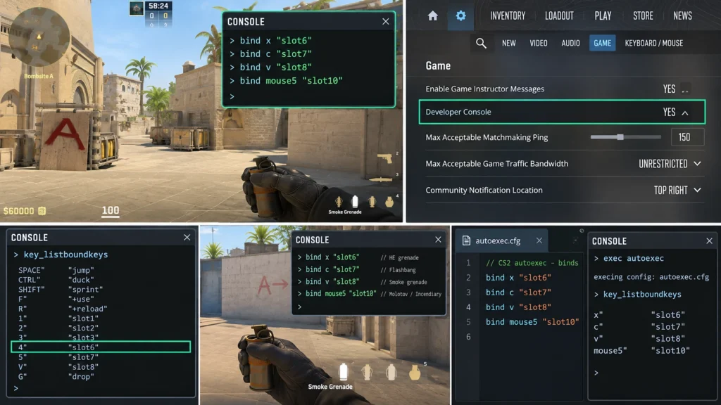 Файл autoexec.cfg с биндами CS2