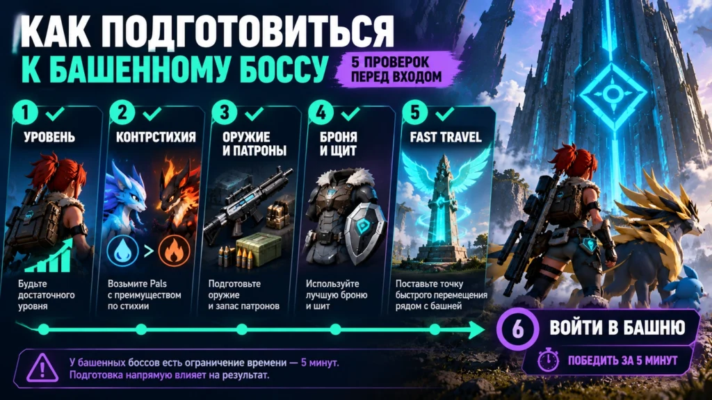 Подготовка к бою с боссом Palworld