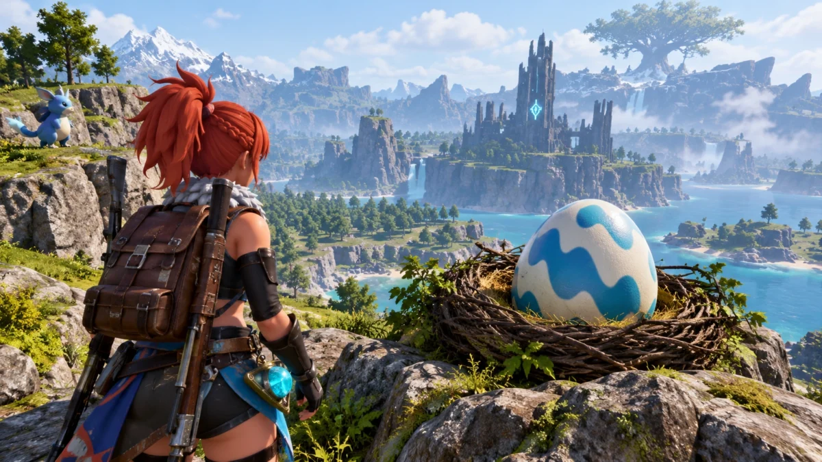 Яйцо Palworld в гнезде в открытом мире